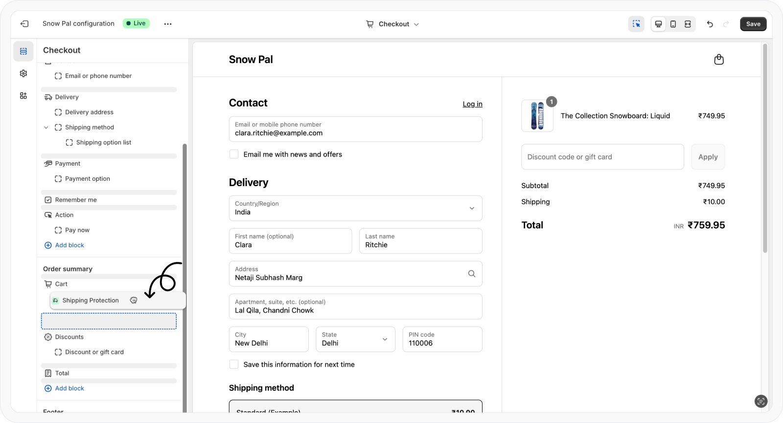 Drag and drop the widget to a new location