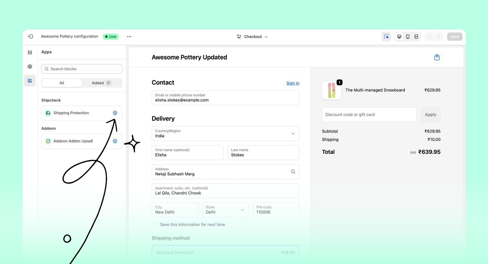 Click plus icon for Shipping protection