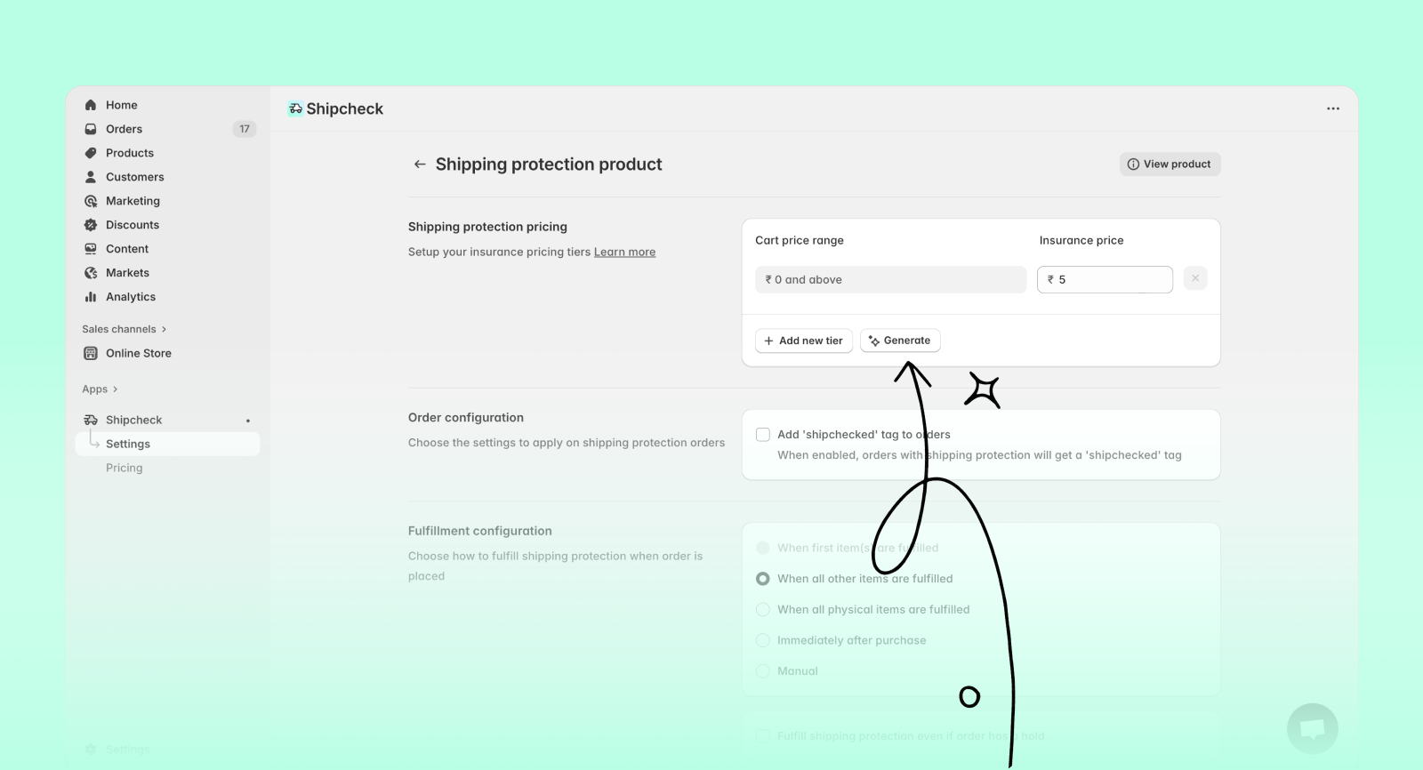 Click Generate button to auto-create tiers