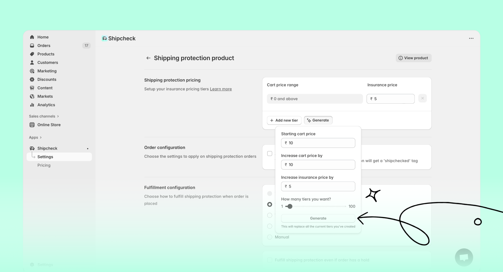 Enter tier generation values